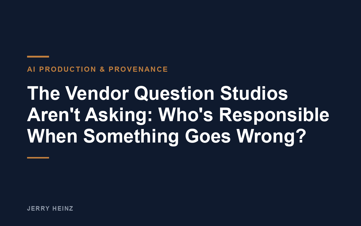 The Vendor Question Studios Aren't Asking: Who's Responsible When Something Goes Wrong?