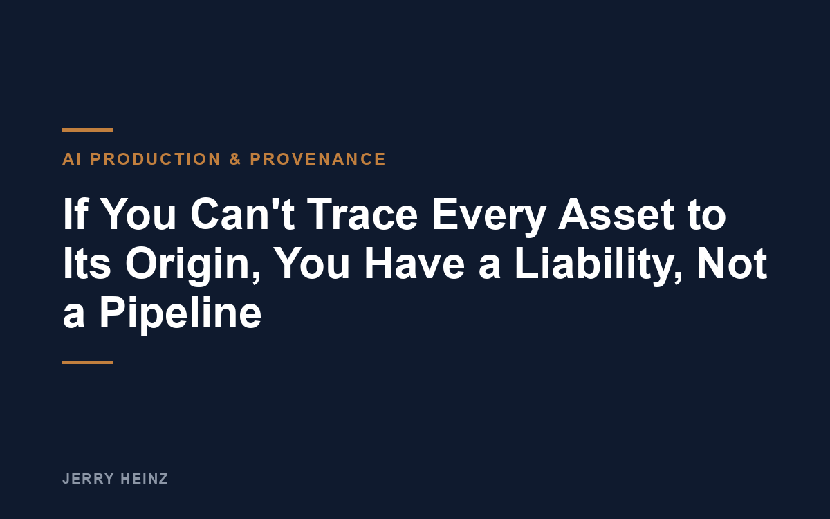 If You Can't Trace Every Asset to Its Origin, You Have a Liability, Not a Pipeline